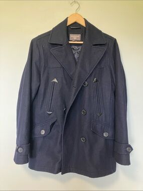 Dockers Men's Dark Navy Double-Breasted Wool Pea Coat